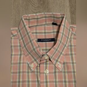 Burberry Pink Plaid Button Down Dress Shirt